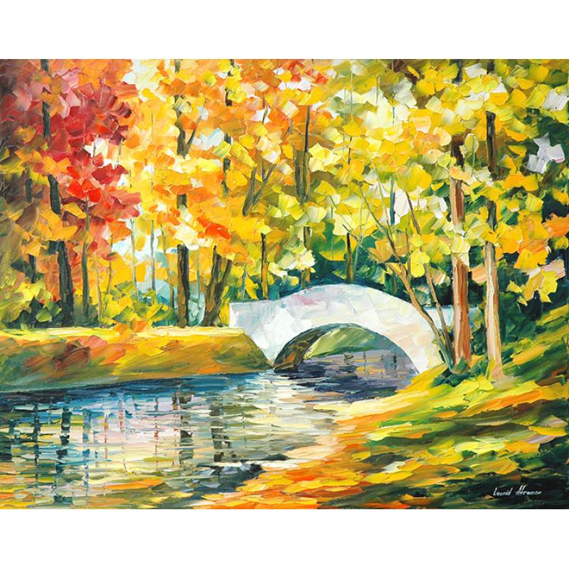 Gallery value USD12800 FOREST STREAM - PALETTE KNIFE Oil Painting On Canvas By Leonid Afremov